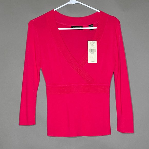 NWT Valerie Stevens Pink Stretch V Neck Size‎ PS - Picture 2 of 10